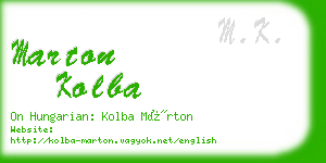marton kolba business card